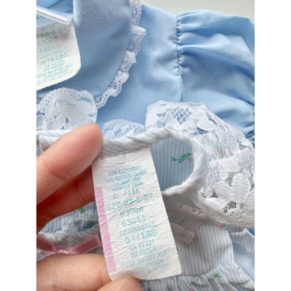 Newborn Baby Girls' MINI TOGS Blue Floral Cotton 2-Piece Dress, Size 0-14lbs - Picture 13 of 16